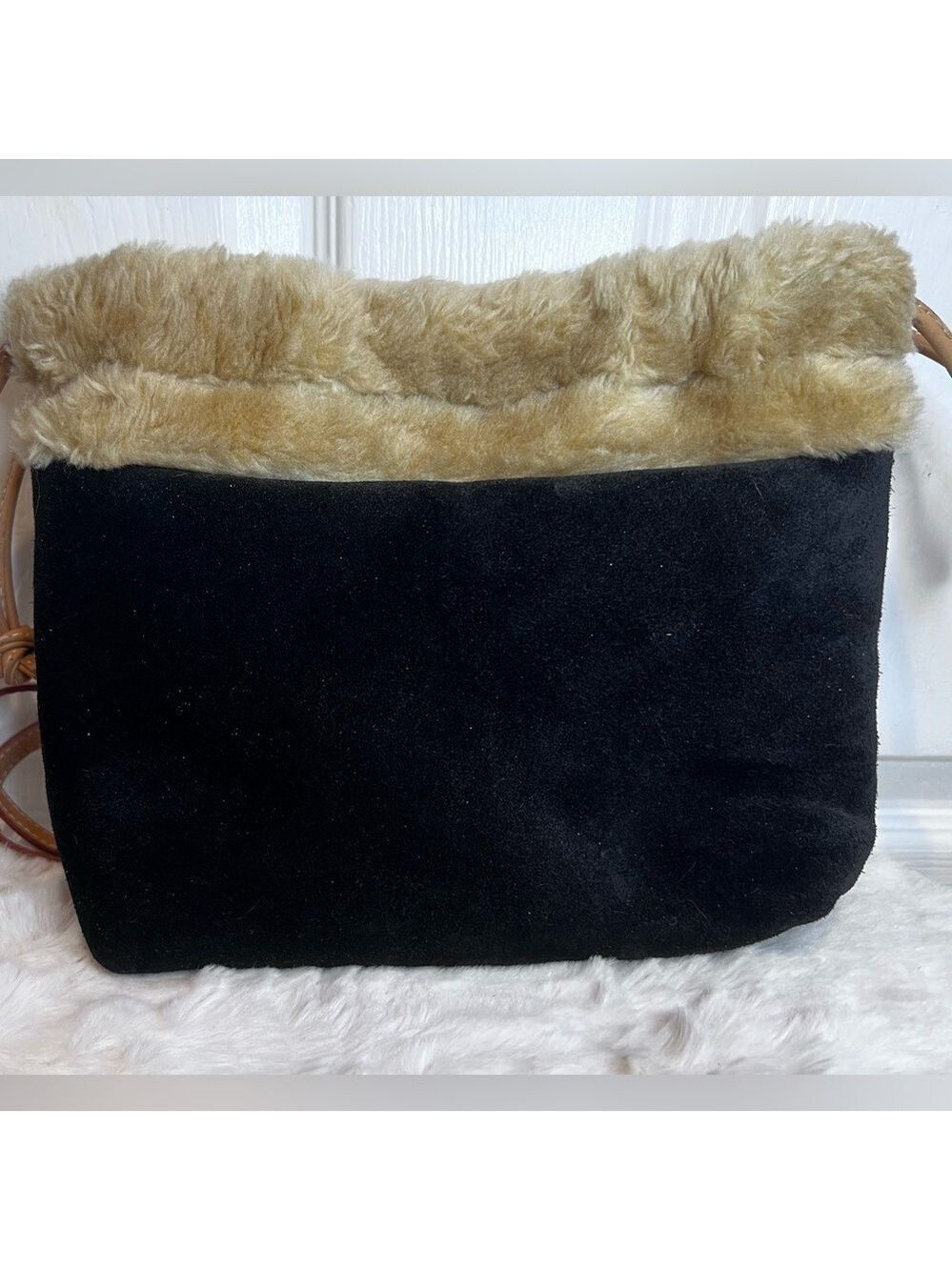 ERNEST HEMINGWAY SHEARLING AND SUEDE BAG